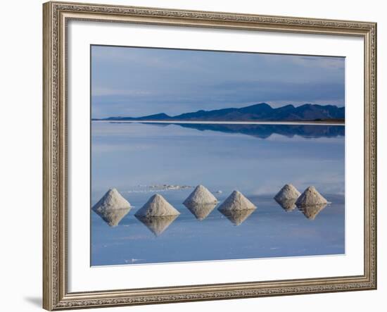 Salt Pyramids Wait for the Sun in a Flooded Salf Flat in Uyuni,-Sergio Ballivian-Framed Photographic Print