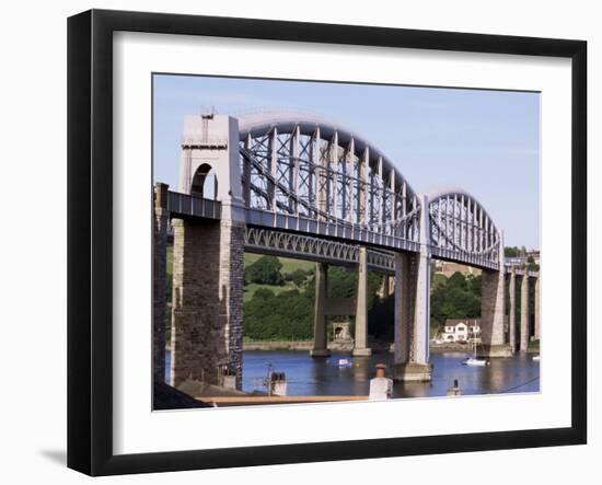 Saltash Railway Bridge Over River Tamar, Built by Brunel, Cornwall, England, United Kingdom-Tony Waltham-Framed Photographic Print