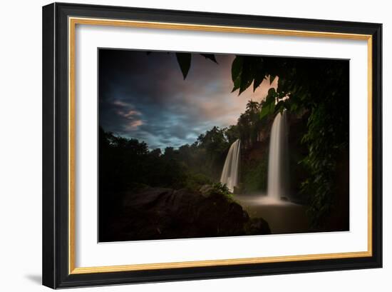 Salto Dos Hermanos Falls of the Iguazu Falls at Sunset-Alex Saberi-Framed Photographic Print