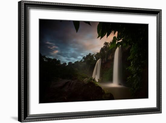 Salto Dos Hermanos Falls of the Iguazu Falls at Sunset-Alex Saberi-Framed Photographic Print