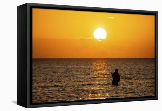 Saltwater fishing in Laguna Madre (bay) at sunrise.-Larry Ditto-Framed Premier Image Canvas