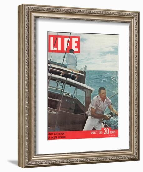 Salty Excitement of Ocean Fishing, April 7, 1961-George Silk-Framed Photographic Print