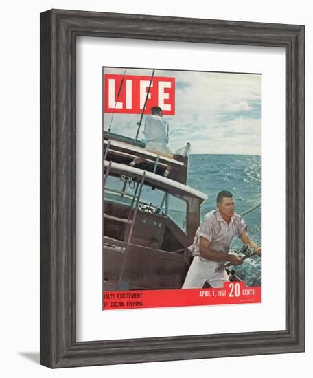 Salty Excitement of Ocean Fishing, April 7, 1961-George Silk-Framed Photographic Print