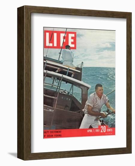 Salty Excitement of Ocean Fishing, April 7, 1961-George Silk-Framed Photographic Print