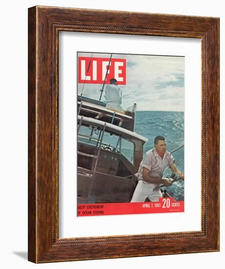 Salty Excitement of Ocean Fishing, April 7, 1961-George Silk-Framed Photographic Print