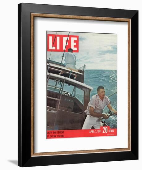 Salty Excitement of Ocean Fishing, April 7, 1961-George Silk-Framed Photographic Print