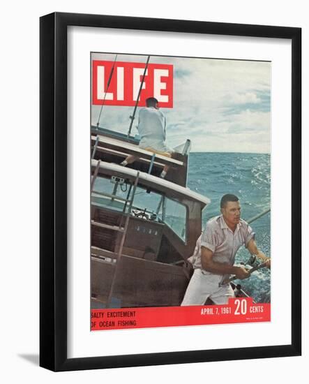 Salty Excitement of Ocean Fishing, April 7, 1961-George Silk-Framed Photographic Print