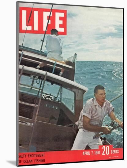 Salty Excitement of Ocean Fishing, April 7, 1961-George Silk-Mounted Photographic Print