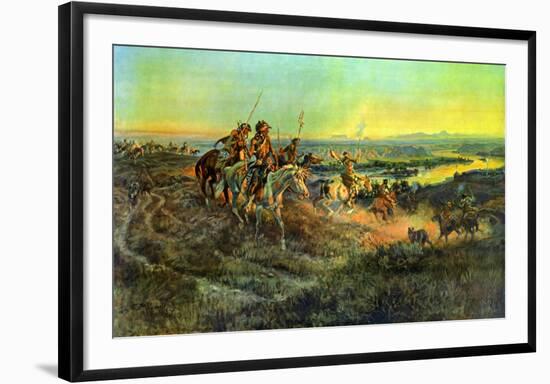 Salute of the Robe Trade-Charles Marion Russell-Framed Art Print