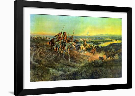 Salute of the Robe Trade-Charles Marion Russell-Framed Art Print