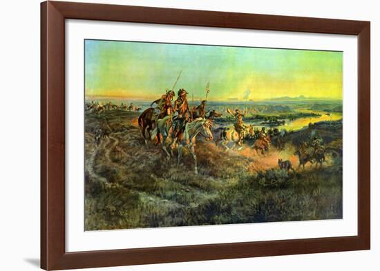 Salute of the Robe Trade-Charles Marion Russell-Framed Art Print