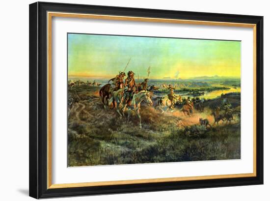 Salute of the Robe Trade-Charles Marion Russell-Framed Art Print