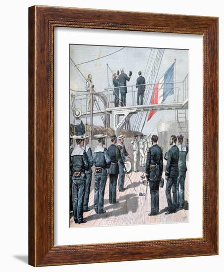 Salute to the Flag, French Naval Manoeuvres, 1891-Henri Meyer-Framed Giclee Print