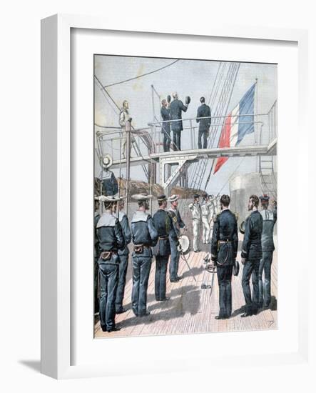 Salute to the Flag, French Naval Manoeuvres, 1891-Henri Meyer-Framed Giclee Print