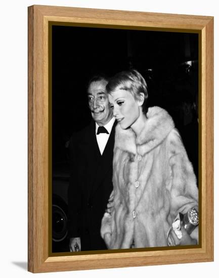 Salvador Dali and Mia Farrow at the Premiere of the Film "The Night of the Generals", Paris-null-Framed Stretched Canvas