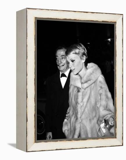 Salvador Dali and Mia Farrow at the Premiere of the Film "The Night of the Generals", Paris-null-Framed Stretched Canvas