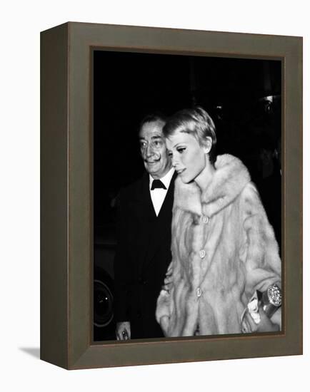 Salvador Dali and Mia Farrow at the Premiere of the Film "The Night of the Generals", Paris-null-Framed Stretched Canvas