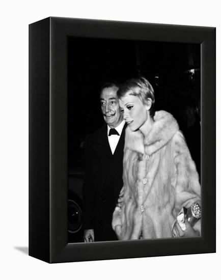 Salvador Dali and Mia Farrow at the Premiere of the Film "The Night of the Generals", Paris-null-Framed Stretched Canvas