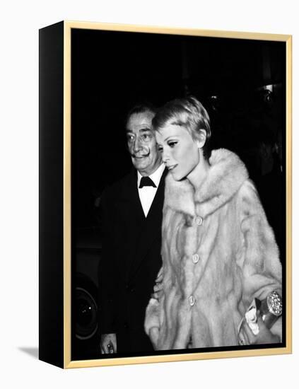 Salvador Dali and Mia Farrow at the Premiere of the Film "The Night of the Generals", Paris-null-Framed Stretched Canvas