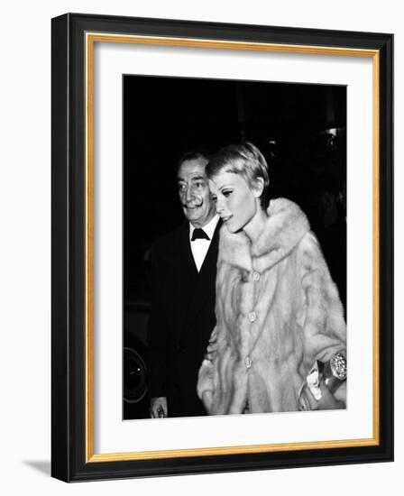 Salvador Dali and Mia Farrow at the Premiere of the Film "The Night of the Generals", Paris-null-Framed Photo