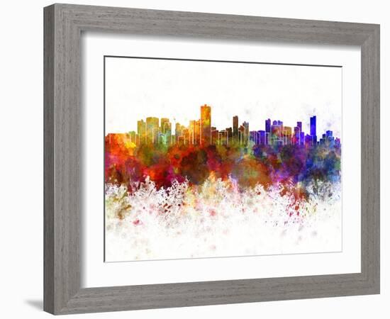 Salvador De Bahia Skyline in Watercolor Background-paulrommer-Framed Art Print