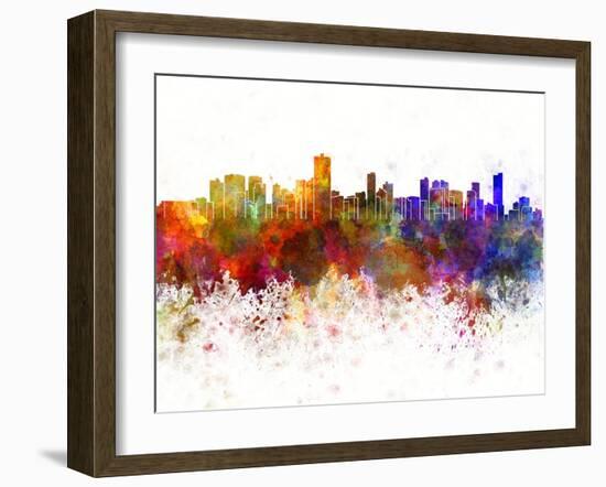 Salvador De Bahia Skyline in Watercolor Background-paulrommer-Framed Art Print