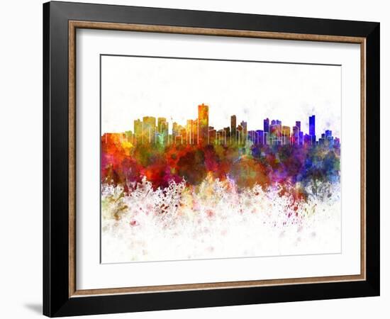 Salvador De Bahia Skyline in Watercolor Background-paulrommer-Framed Art Print