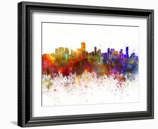 Salvador De Bahia Skyline in Watercolor Background-paulrommer-Framed Art Print