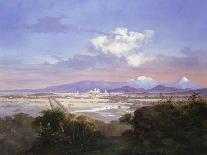 The City of Puebla with Volcanoes, 1879-Salvador Murillo-Framed Giclee Print