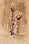 A Standing Moroccan Man, 1877 (W/C & Ink on Paper)-Salvador Sanchez Barbudo-Mounted Giclee Print