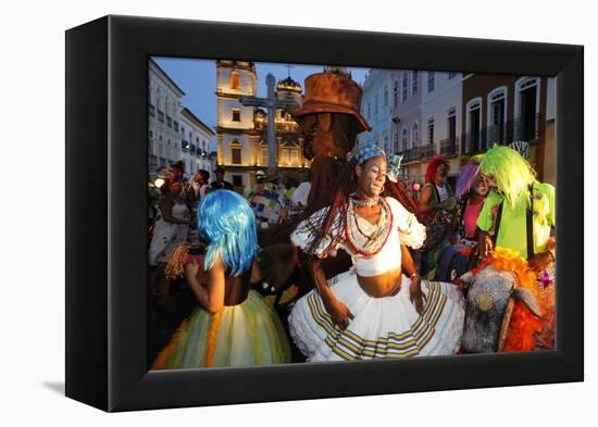 Salvador street carnival in Pelourinho, Bahia, Brazil, South America-Godong-Framed Premier Image Canvas