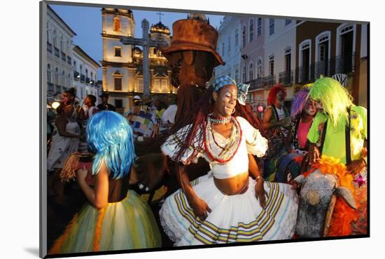 Salvador street carnival in Pelourinho, Bahia, Brazil, South America-Godong-Mounted Photographic Print