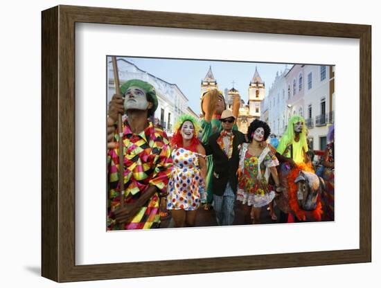 Salvador street carnival in Pelourinho, Bahia, Brazil, South America-Godong-Framed Photographic Print