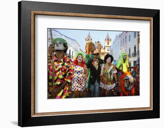 Salvador street carnival in Pelourinho, Bahia, Brazil, South America-Godong-Framed Photographic Print