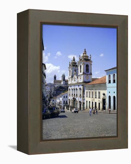 Salvador, the Pelourinho District at Largo Do Pelourinho, Bahia State, Brazil, South America-Geoff Renner-Framed Premier Image Canvas