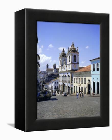 Salvador, the Pelourinho District at Largo Do Pelourinho, Bahia State, Brazil, South America-Geoff Renner-Framed Premier Image Canvas