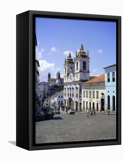 Salvador, the Pelourinho District at Largo Do Pelourinho, Bahia State, Brazil, South America-Geoff Renner-Framed Premier Image Canvas