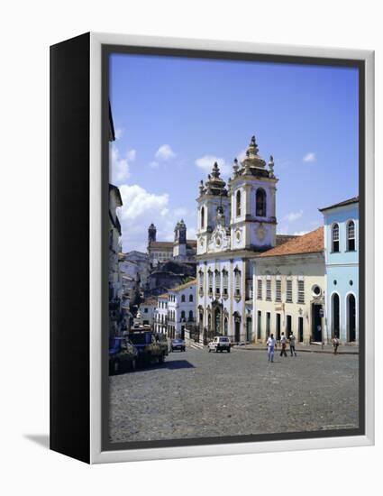 Salvador, the Pelourinho District at Largo Do Pelourinho, Bahia State, Brazil, South America-Geoff Renner-Framed Premier Image Canvas