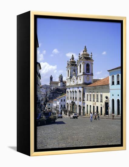 Salvador, the Pelourinho District at Largo Do Pelourinho, Bahia State, Brazil, South America-Geoff Renner-Framed Premier Image Canvas