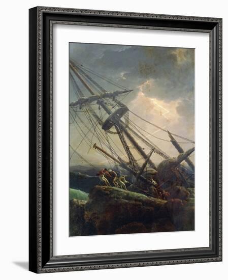 Salvaging Vessel, Detail from Tempest, 1777-Claude Joseph Vernet-Framed Giclee Print