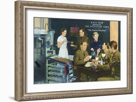 Salvation Army Famous Doughnut USO Club Scene-Lantern Press-Framed Art Print