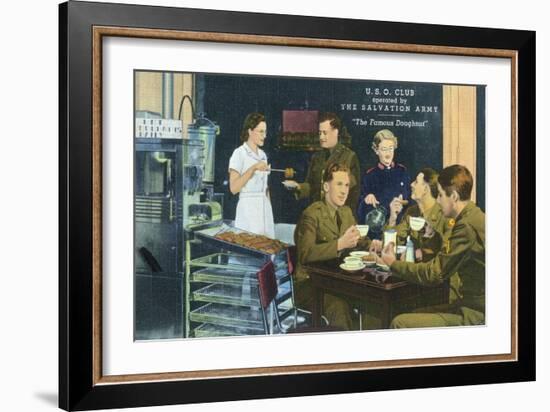 Salvation Army Famous Doughnut USO Club Scene-Lantern Press-Framed Art Print