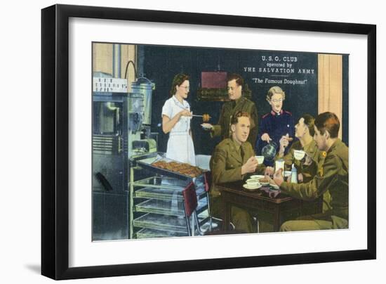 Salvation Army Famous Doughnut USO Club Scene-Lantern Press-Framed Art Print