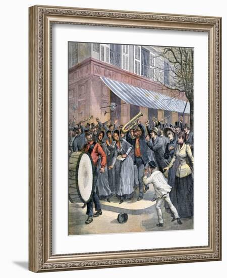 Salvation Army March Led by a Drummer Being Barracked by Onlookers in Paris, 1892-Henri Meyer-Framed Giclee Print