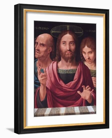 Salvator Mundi between Saints Peter and John, C.1507 (Oil on Wood)-Fernando Yanez De Almedina-Framed Giclee Print