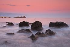 Italy, Sicilia, Sicily, Last Light at Dusk, in the Background the Cyclopes Stacks of Acitrezza-Salvo Orlando-Photographic Print