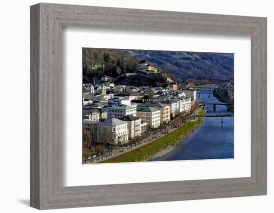 Salzach River and Kapuzinerberg Hill, Salzburg, Austria, Europe-Hans-Peter Merten-Framed Photographic Print