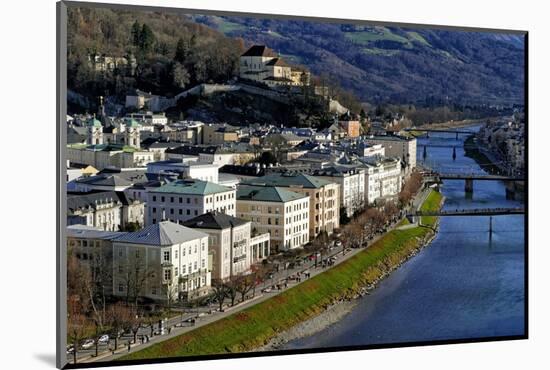 Salzach River and Kapuzinerberg Hill, Salzburg, Austria, Europe-Hans-Peter Merten-Mounted Photographic Print