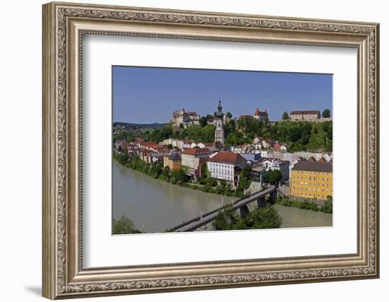 Salzach River and Old Town with Castle, Burghausen, Upper Bavaria, Bavaria, Germany, Europe-Hans-Peter Merten-Framed Photographic Print