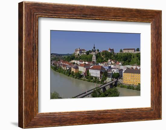 Salzach River and Old Town with Castle, Burghausen, Upper Bavaria, Bavaria, Germany, Europe-Hans-Peter Merten-Framed Photographic Print